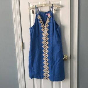 Lilly Pulitzer Blue Gold Dress Size 12